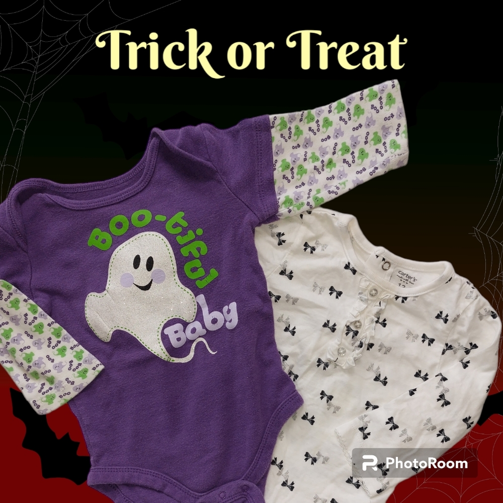 Halloween Baby Girls Bodysuit with Bonus Suit. 👻